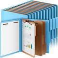 Skyygemm 36 Pcs Classification Folders Letter Size, 3 Divider Pressboard File Folder with Fasteners, Expanding File Organizer Bulk for Teachers, Clergy, Office, Church, Christmas Donations (Blue)