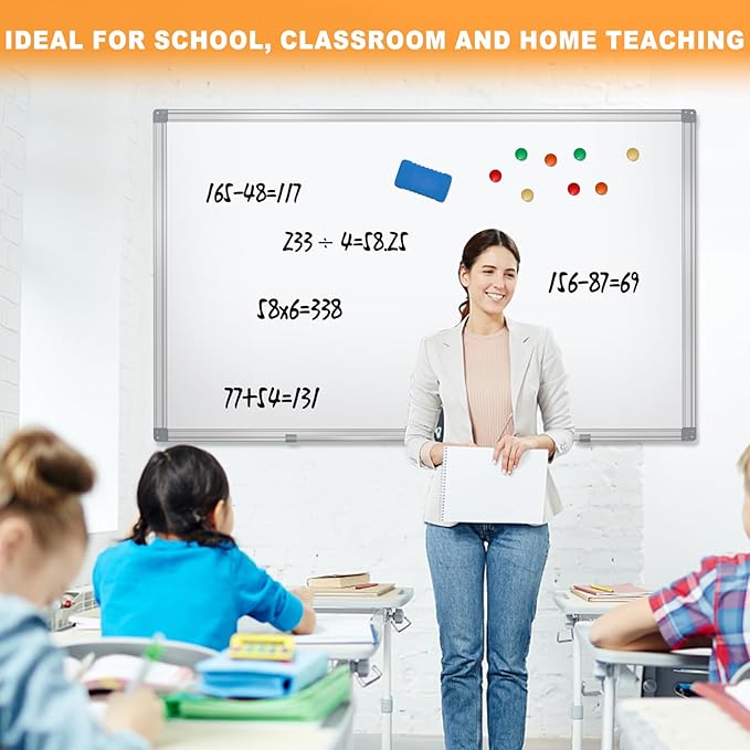 H-Qprobd 5' x 4' Dry Erase Board for Wall 60" x 48" (2 Pack) Magnetic Presentation Whiteboard with Long Pen Tray, Wall-Mounted White Boards Large Whiteboard Including 8 Markers, 16 Magnets, 2 Erasers