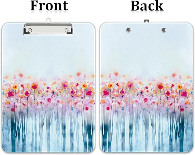 Rimilak Plastic Clipboards with Metal Clip, A4 Letter Size 9 x 12.5 in, Office Decorative for Students Women Men and Kids, Cute Custom Pattern, Watercolor Forest