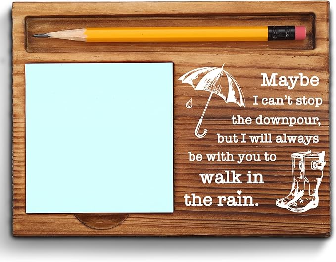 Walk in The Rain Sticky Note Holder, Comfort Gift for Friend, Sympathy Encouragement Note Pad Holder, Always Here for You Quote Gift for Women, Coworkers ZSS94