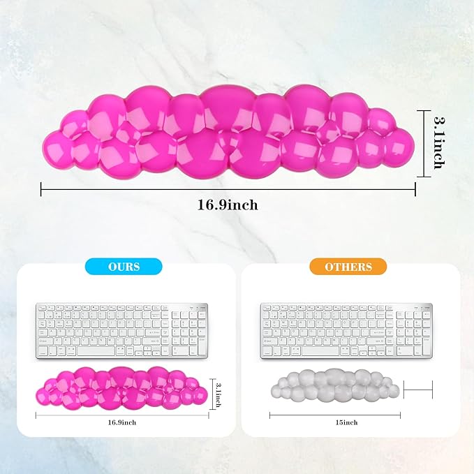 Gel Cloud Keyboard Wrist Rest, Cute Wrist Support and Arm Support Keyboard Rest for Keyboard Typing Pain Relief，Suitable for Office/Computer/Laptop/Gaming（Keyboard Wrist Rest Red）
