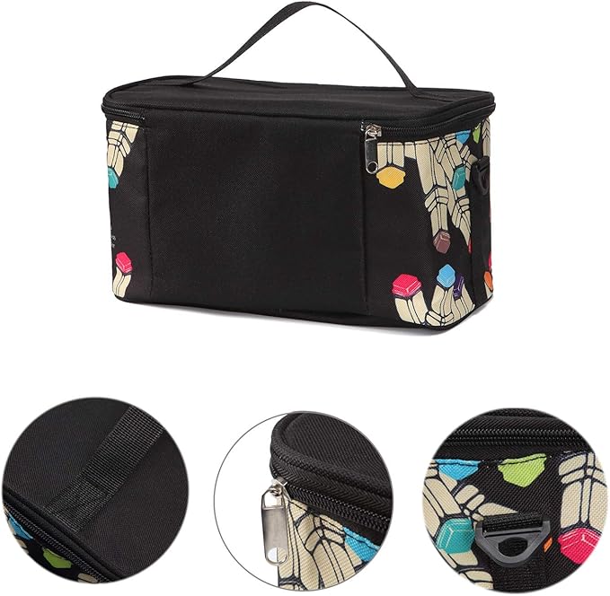 Toprema New Marker Pen Case Holder for 120 Markers Organizer Multifunctional Zipper Storage Carrying Bag with Pattern Black