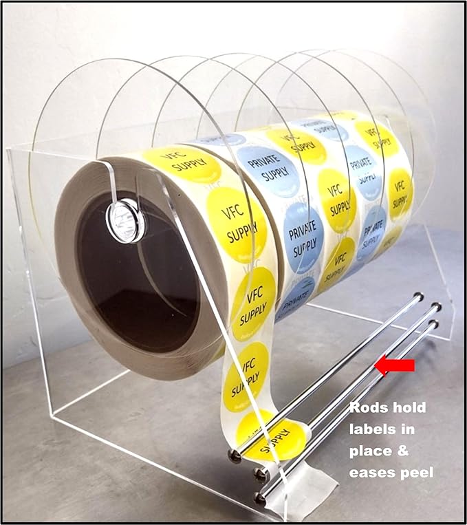 10 Inch, Heavy Duty Adjustable 6-Disk Label Dispenser, by Quality IZ