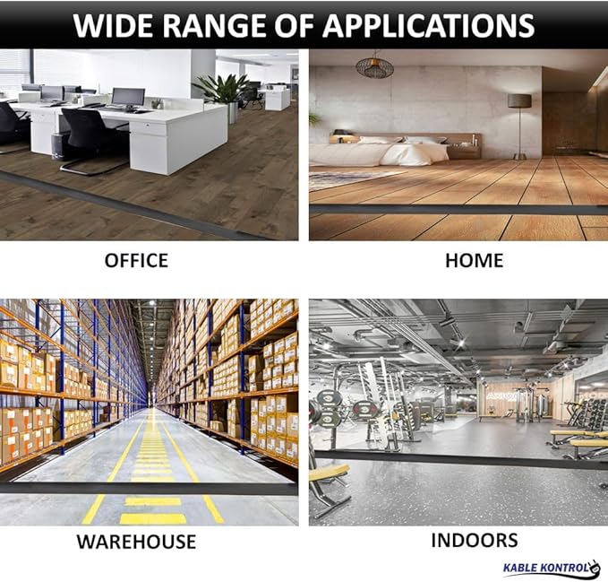 Kable Kontrol Floor Cord Cover kit - 6 Feet Long Tan Plastic Cable Protector, Hides Cords and Conceals Wires, for Extension Cord Cable Management, Channel Size 0.75” W x 0.43” H