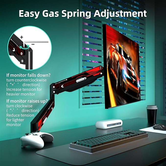 Suptek Monitor Mount Gas Spring Monitor Arm Desk Mount Monitor Stand Fully Adjustable Fits 32 inch Monitors Weight Capacity up to 22 lbs(MD8WR)