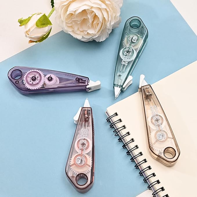 BAYTORY 8 Pcs White Correction Tape, Aesthetic Pull Out Tape 0.2" x 236" for Instant Corrections and Easy to Use Applicator, Correct Wrong Writing for Teacher & Classroom supplies (Morandi)