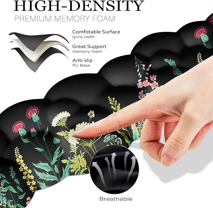 JIKIOU Cloud Wrist Rest Keyboard, Cloud Keyboard Wrist Pad Set with Comfortable Cloth, Cute Arm Rest for Palm Support, PC/Gaming Desk Accessories/Office Setup/Computer Hand Cushion Wild Flowers