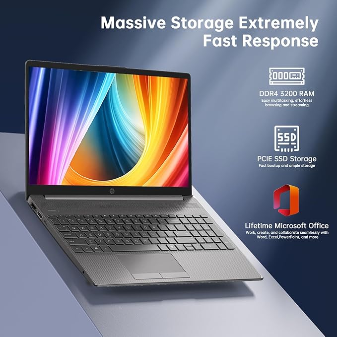 HP 250R G9 Laptop, 15.6" FHD Business Laptops, Intel Core i5-1335U (up to 4.6 GHz),32GB RAM,2TB SSD, Copilot AI PC with Lifetime Office & Mytrix Accessory,Numeric Keypad,RJ-45,WiFi 6,Win 11 Pro