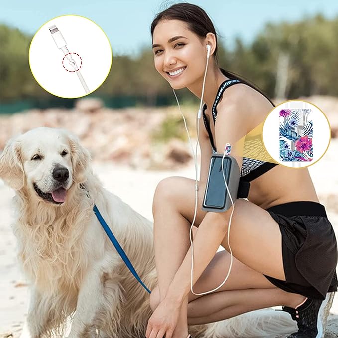 Cute Flowers DIY Protectors Cable Protector for iPhone Charger,Green Leaves Pattern,Data Cable Charger Data Line Earphone Wire Saver for iPhone X 13 12 12 Pro Max
