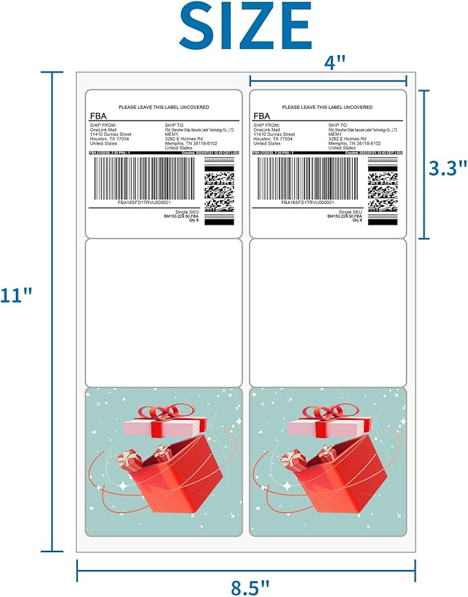 [500 Sheets 3000 Labels] Shipping Labels 3 1/3"x4" Printable White 6 up Labels for Laser/Inkjet Printers, Mailing FBA Address Label Sticker Paper - Permanent Adhesive Label Blank