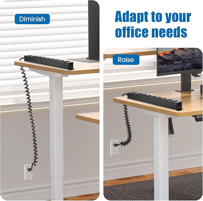 HHSOET 8 Outlet Metal Wall Mount Power Strip, Surge Protector Long Power Strip with Switch, Heavy Duty Wide Spaced Surge Protector, 4 FT SJT 14AWG Black Spring Cord.