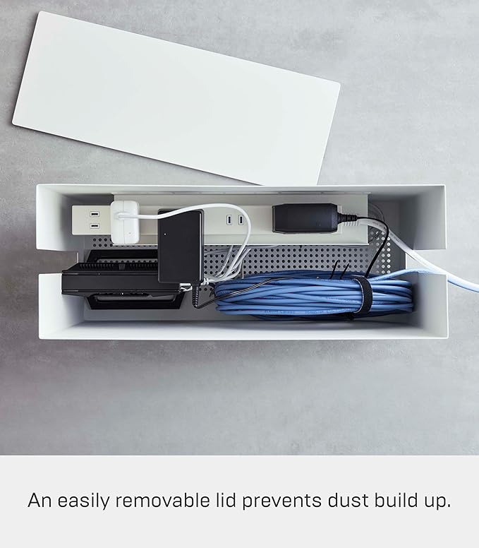 YAMAZAKI Home Tower Rolling Cable Management Cord Power Strip/Surge Protector Storage Organizer for Office Or Bedroom - Steel