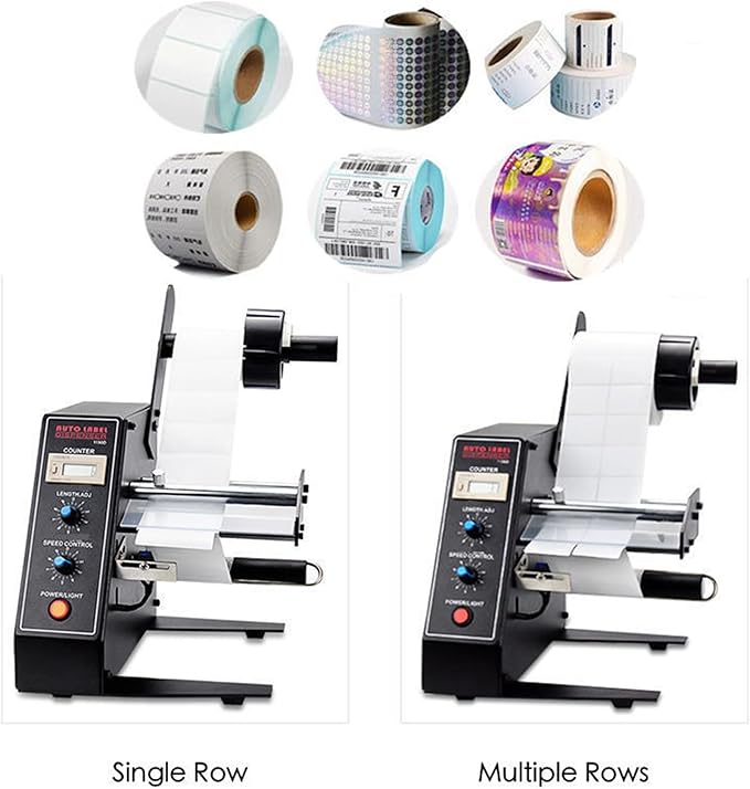 Automatic Label Dispenser, Automatic Label Separator, Automatic Label Stripper 110V Speed Adjustable Electric Label Machine Auto Counting 0-999999 for Label Width 4-140mm