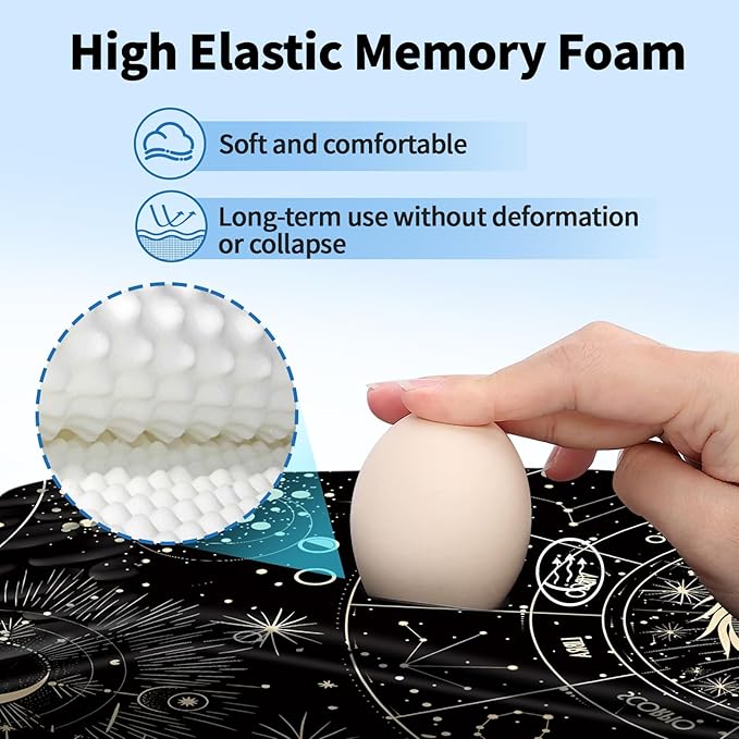 YIWEI Ergonomic Mouse Pad with Wrist Rest - Comfortable Office Mousepad with Memory Foam Wrist Support for Carpal Tunnel Relief, Mouse Pads with Non-Slip Base for Gaming and Home (Constellation)