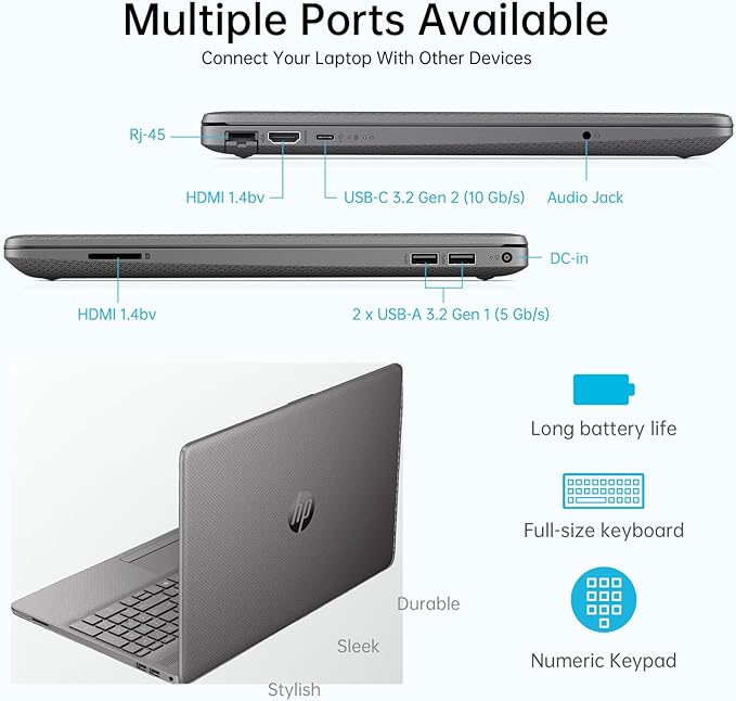 HP 250R G9 Laptop, 15.6" FHD Business Laptops, Intel Core i5-1335U (up to 4.6 GHz),64GB RAM,2TB SSD, Copilot AI PC with Lifetime Office & Mytrix Accessory,Numeric Keypad,RJ-45,WiFi 6,Win 11 Pro
