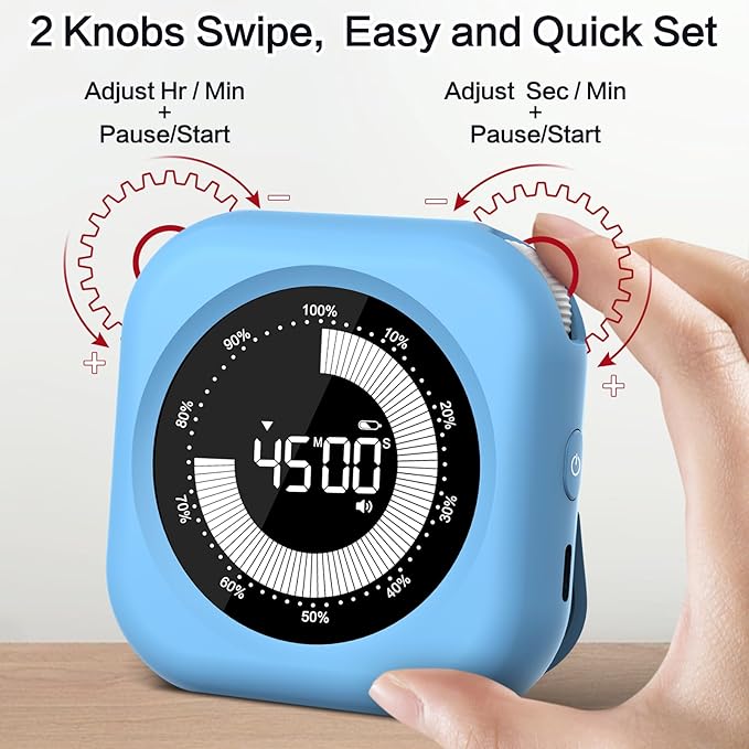 Visual Timer for Kids Rechargeable,10-Hour Digital Timer,Magnetic Timer with Visual Time Bars Design,3 Brightness/3 Volume Adjustable,Countdown/up Timers for Classroom Study Game Gym Kitchen Office