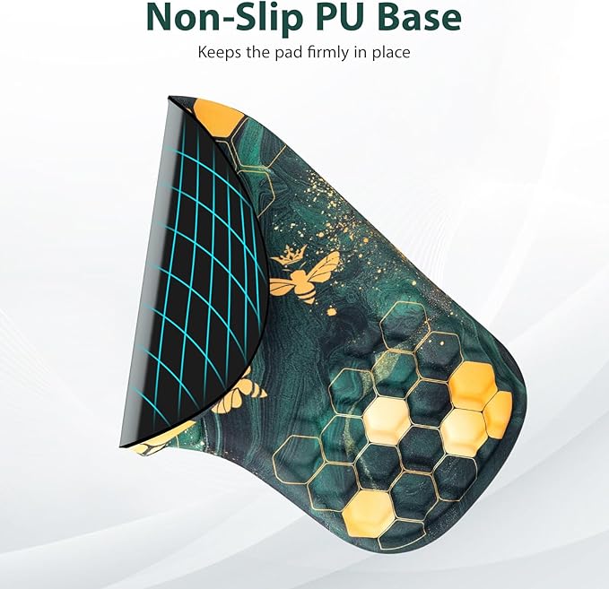 EYROZILL 3 in 1 Ergonomic Mousepad and Keyboard Wrist Rest, Mouse Pad with Wrist Support Massage Design, Keyboard Wrist Rest and Mouse Pad Set for Home Office (Green Bee)