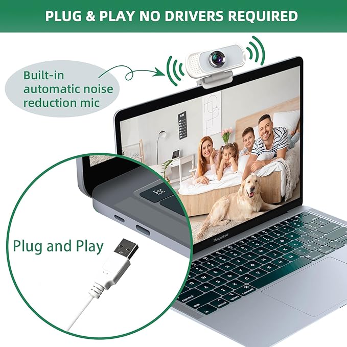 XPCAM Full HD 1080P Webcam with Privacy Shutter and Tripod, Pro Streaming Web Camera with Microphone, Widescreen USB Computer Camera for Laptop Desktop