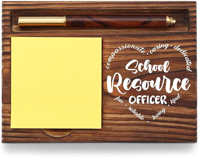 School Resource Officer Gift Sticky Note Holder Wooden, Thank You SRO, Appreciation Gift for School Resource Officer Social Worker Office Decor Desk Self-Stick Note Pad Holders TZP15