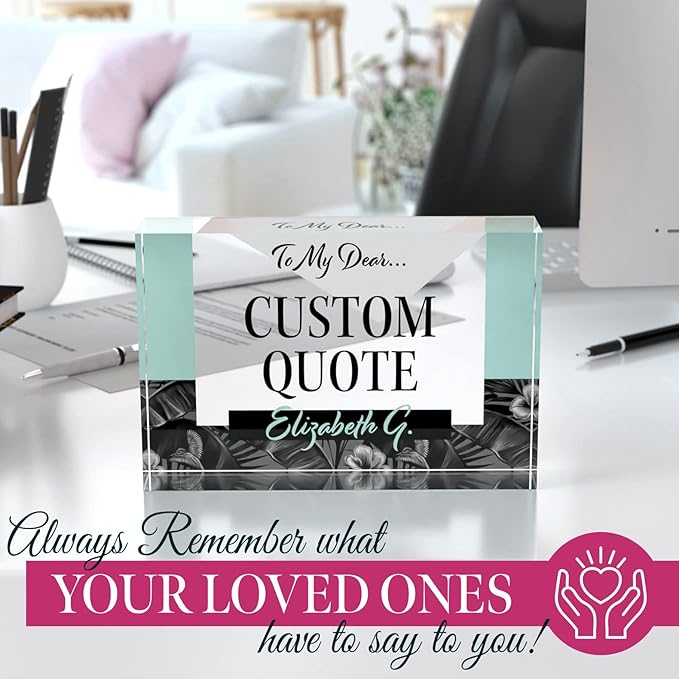 Custom Acrylic Sign Personalized, Custom Desk Name Plate, 18 Styles, (4"x6"), With Gift Box, USA Made by Acryluxe. (Holman)