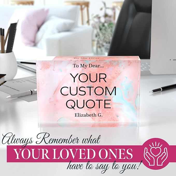 Personalized Gifts, Custom Quote Block Letter Board,Crystal-Clear Acrylic with Gift Box,17 Styles, Holiday and Christmas Gift for Mom, Dad, Girlfriend, Him or Her, Husband, Wife (4"x6", Stella)