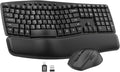 Ergonomic Wireless Keyboard and Mouse Combo, 30dB Quiet Full Size Keyboard Set with Wave Keys & Soft Palm Rest, Dual-System Switch for Windows/Mac, Ideal for Business Teams Home Office—Sablute