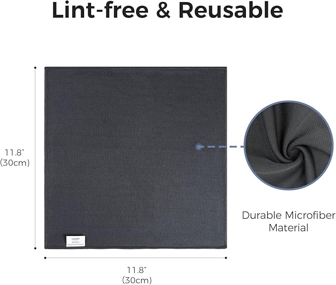 loukin 4 Pack Whiteboard Cleaning Cloth, Dry Erase Board Cloth for Classroom, Home and Office Use, Reusable and Washable, Grey, 12" x 12"