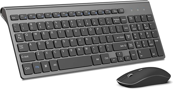 JOYACCESS Wireless Keyboard Mouse Combo, 2.4G Compact and Ultra Slim Wireless Keyboard and Mouse for Windows, Computer, Desktop, PC, Laptop (Grey)