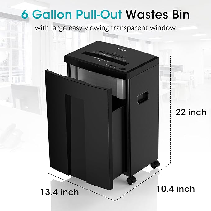 Wolverine 18-Sheet 60 Mins Running Time Cross Cut High Security Level P-4 Heavy Duty Paper/CD/Card Ultra Quiet Shredder for Home Office with 22-Litre Pullout Waste Bin SD9113(Black)