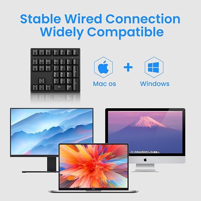 Gurjot Number Pad, Mechanical USB Wired Numeric Keypad with RGB LED Backlit,34 Keys Numpad Keyboard with PBT Keycaps Blue Switches for Windows/Mac Laptop,Computer,Desktop,PC,Notebook (Black)