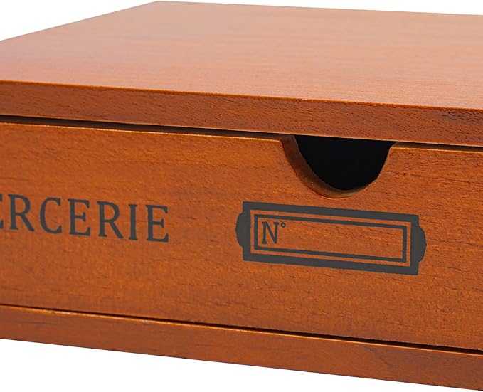 Stackable Wooden Desk Organizer 1 Drawer Retro Brown Modular Storage Boxes for Home Office, Makeup, Stationery - No Assembly Required