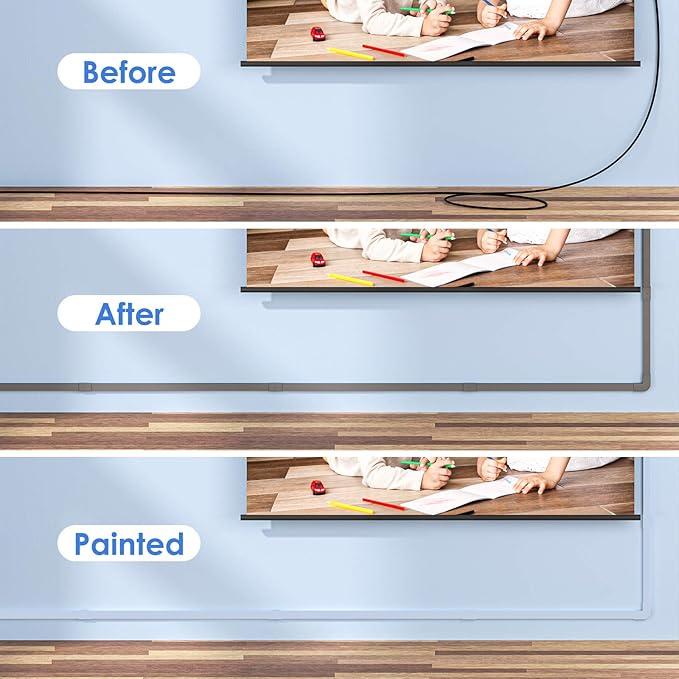 Yecaye Cord Hider, 113in Grey Cord Covers for Wires on Wall, One-Cord Cord Organizer, Easy Install Cable Management Kit, Wire Cover Home Office, W0.59in H0.4in, Grey