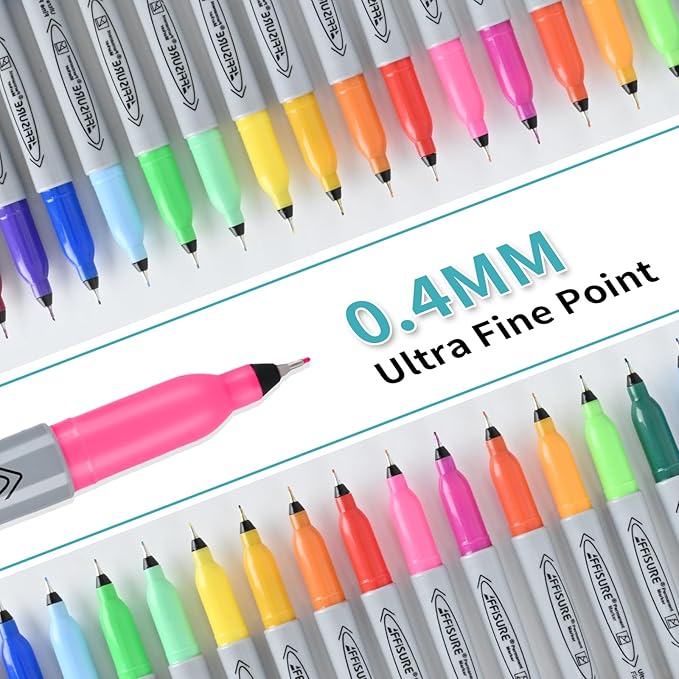Affisure Permanent Markers, Ultra Fine Point Markers Set,48 Assorted Colors Work on Wood, Plastic, Paper, Metal, Stone, Glass for the Artist、Kids、Adult, 48 Count