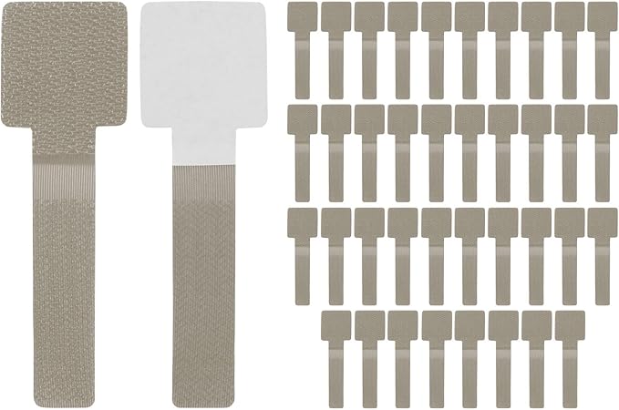 40-Pack Hook and Loop Cable Ties, 3.5 x 1.1 Inch Adjustable Self-Adhesive Cord Organizer for Desk/Home/Wall/Office Essentials, Cable Management Under Desk [Beige]