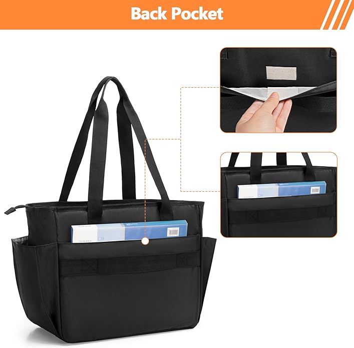 LoDrid Large File Folder Bag with Padded Sleeve for 15.6'' Laptop, File Organizer with Reinforced Straps for Work
