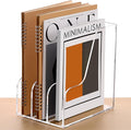 SANRUI Acrylic Magazine File Holder for Desk Organizers, Clear 3 Vertical Compartments A4 Folder Binder Holders Sorter, Desktop Workspace Organization Storage Racks for Office Home School