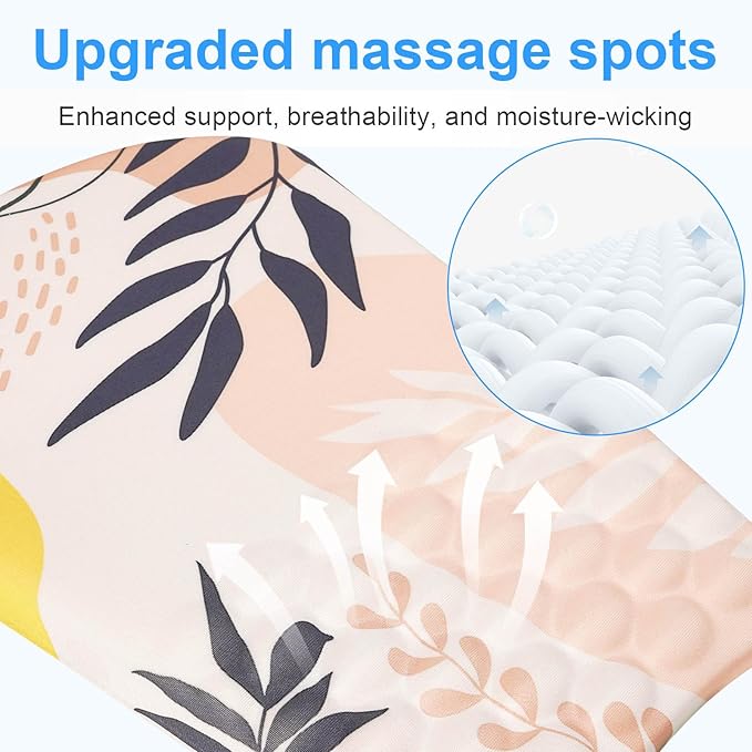 Ergonomic Wrist Mouse Pad with Massage Design, Wrist Rest Pain Relief Mousepad with Memory Foam Non-Slip PU Base, Mouse Pad with Wrist Support for Wireless Mouse & Desk,Y Boho Leaves