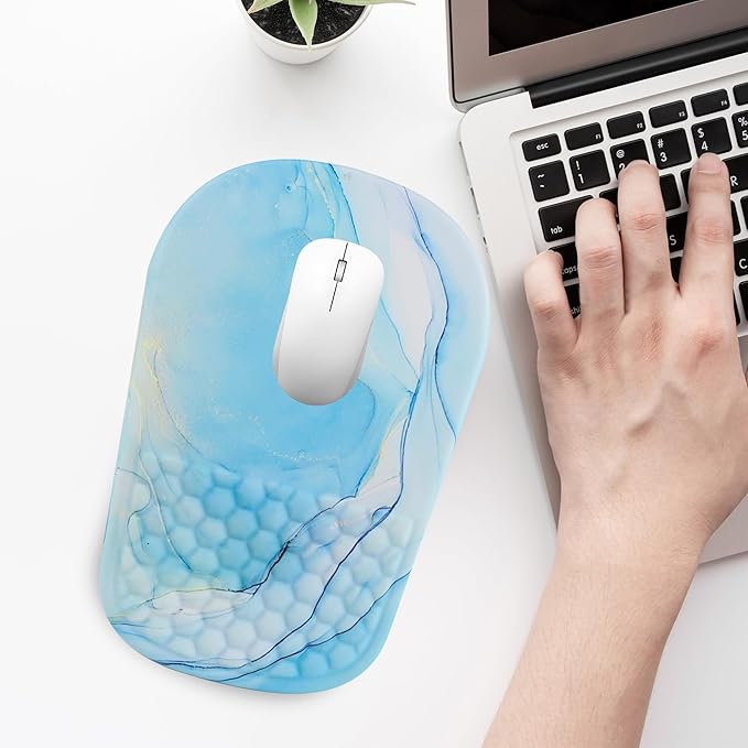 Ergonomic Mouse Pad with Wrist Rest Support, Non-Slip Mouse Pads, Suitable for Home or Office use (Blue)