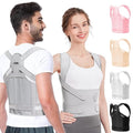 Fit Geno Back Brace Posture Corrector for Men & Women: Shoulder Straightener Adjustable Full Back Support Pain Relief - Scoliosis Hunchback Spine Corrector (Small), Gray