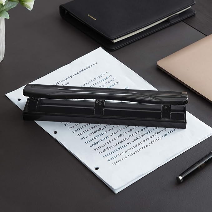 Amazon Basics 3 Hole Punch, 10 Sheet Capacity Pack of 6, Black