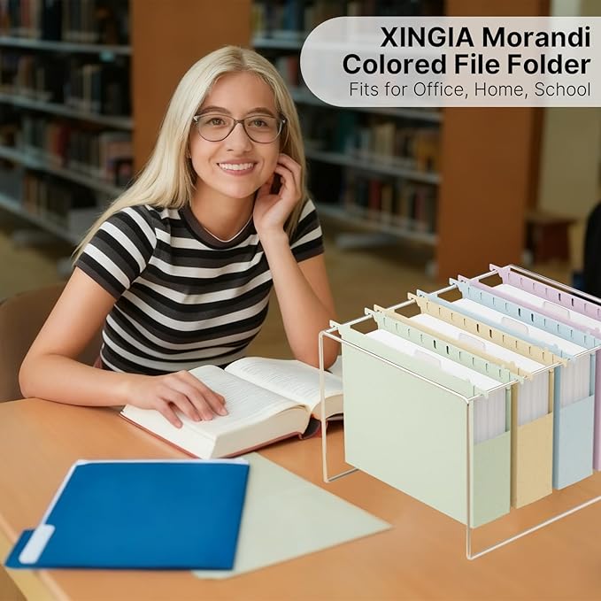 Wheat Straw Hanging File Folders Letter Size Extra Capacity,Heavy Duty 2'' Expandable File Cabinet Folders,12 Pack Pastel File Folders Hanging with Tabs,Hanging File Organizer for Office School