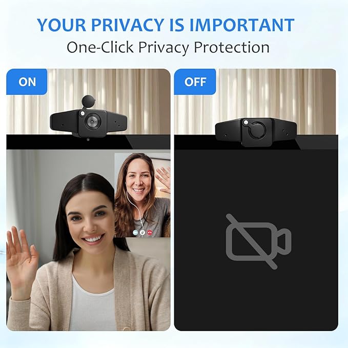 POHO 4K Webcam with Autofocus 60FPS, Built-in Privacy Cover and Microphone for PC, Zoom, Skype, YouTube and Streaming