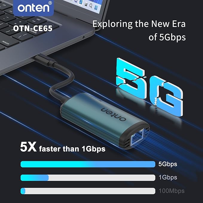 USB-C to Ethernet Adapter - 5Gbps High-Speed,USB-C to RJ45 5000Mbps Ethernet LAN Network Adapter Thunderbolt 4/3 Compatible, for iPhone 15 Pro/Max, MacBook Pro/Air 2023, iPad Pro,iMac and More（5G