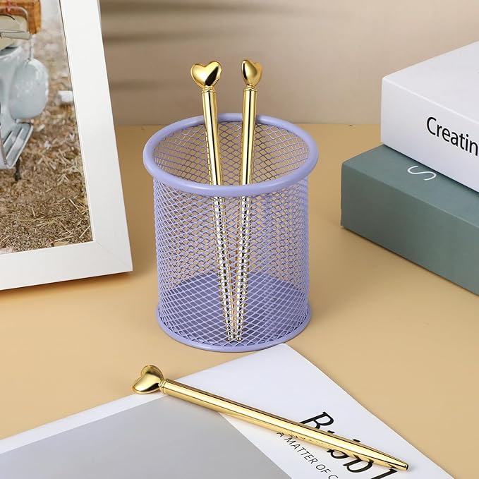 Wanmu 40 Pcs Heart Pens, Hearts Shaped Retractable Metal Cute Pens 1.0 mm Black Ink Novelty Pen Gold Slim Ballpoint for Valentine's Day Students Teachers Employees Gifts Office School Supplies