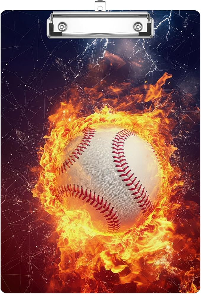 Baseball Clipboard Decorative Clip Board with Metal Clip A4 Standard Size 12.5" X 8.7" for Teacher Students Nurses Office