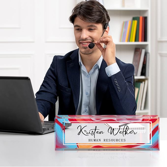 SalaGraphics Desk Name Plate Personalized, Custom for Desk, Office Decor Women Men, Acrylic Accessories, Gifts Coworkers Boss Teacher, Employee Appreciation (Colorful), colorful, 8”(L)x2.5(W)