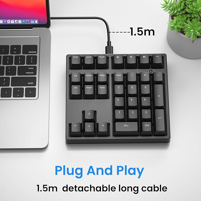 Gurjot Number Pad, Mechanical USB Wired Numeric Keypad with RGB LED Backlit,34 Keys Numpad Keyboard with PBT Keycaps Blue Switches for Windows/Mac Laptop,Computer,Desktop,PC,Notebook (Black)