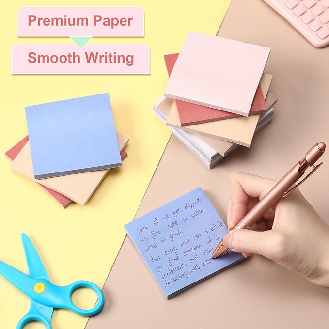 Fainne 120 Pack Sticky Notes Bulk 3 x 3 inch Self Stick Note Pads Multicolor Paper Memo for Office School Supplies Student Teacher Classroom Back to School Essentials, 50 Sheet/Pad(Pastel Color)