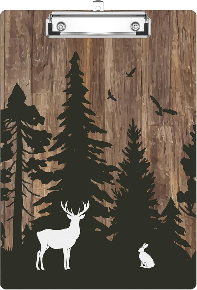 Deer Forest Clipboard Decorative Clip Board with Metal Clip A4 Standard Size 12.5" X 8.7" for Teacher Students Nurses Office