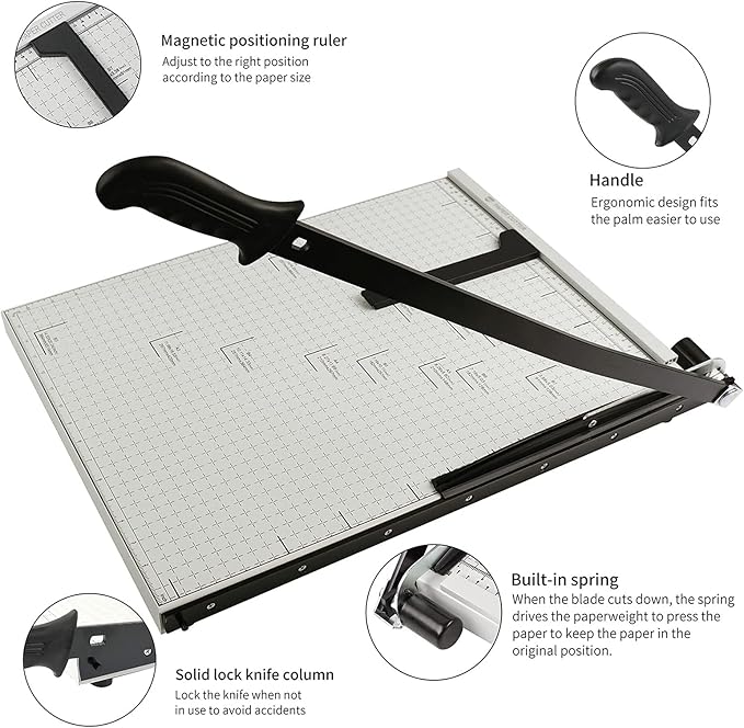 Paper Cutter B3 Stack Paper Trimmer Guillotine Heavy Duty Metal Base, 21" Cutting Length with Guard Rail Safety Blade Lock, 10-Sheet Capacity, Guillotine Paper Slicer Cutter for Office School